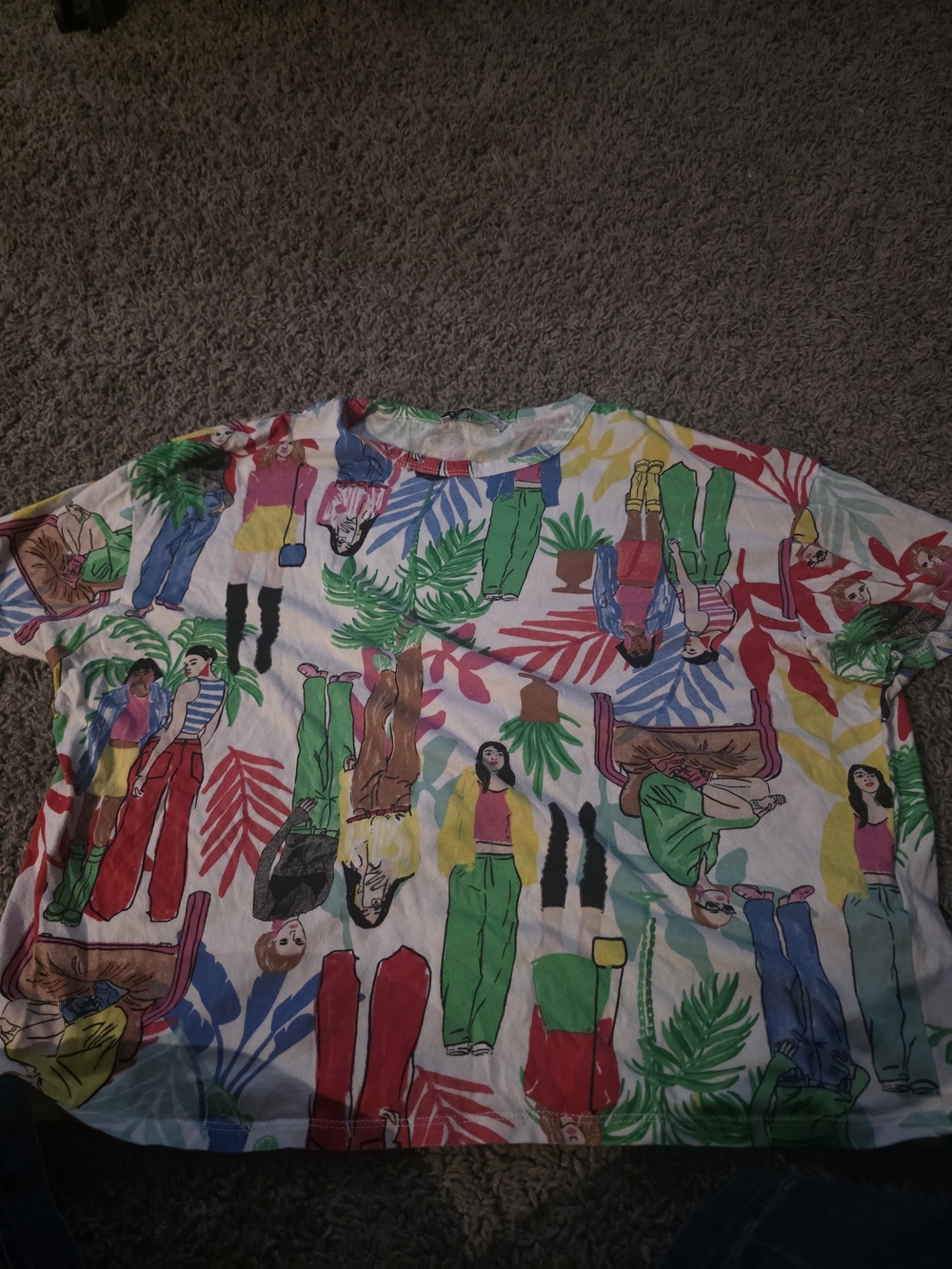 Zara Tropical People Graphic Tee - Green, Blue, Red, Pink